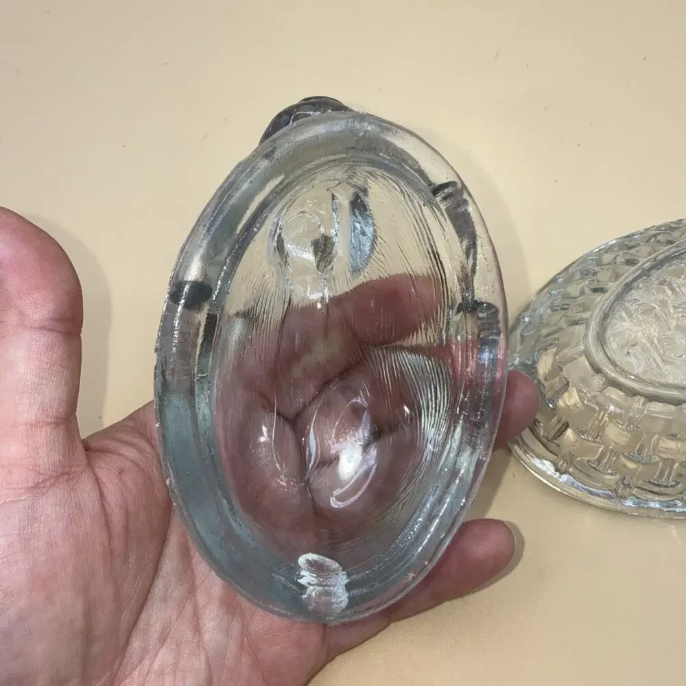 Vintage LE SMITH Glass Bunny Rabbit Covered Candy Dish 4.5